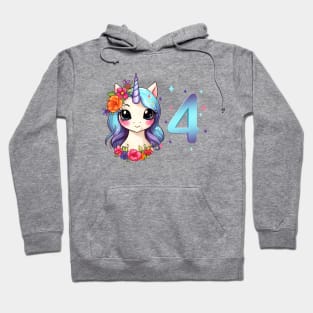 I am 4 with unicorn - girl birthday 4 years old Hoodie